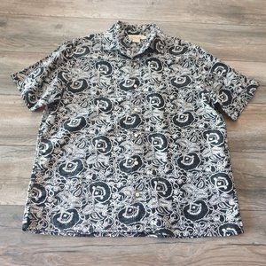 Michael Kors Short Sleeve Shirt Mens L Large Floral Linen Hawaiian Beach Core